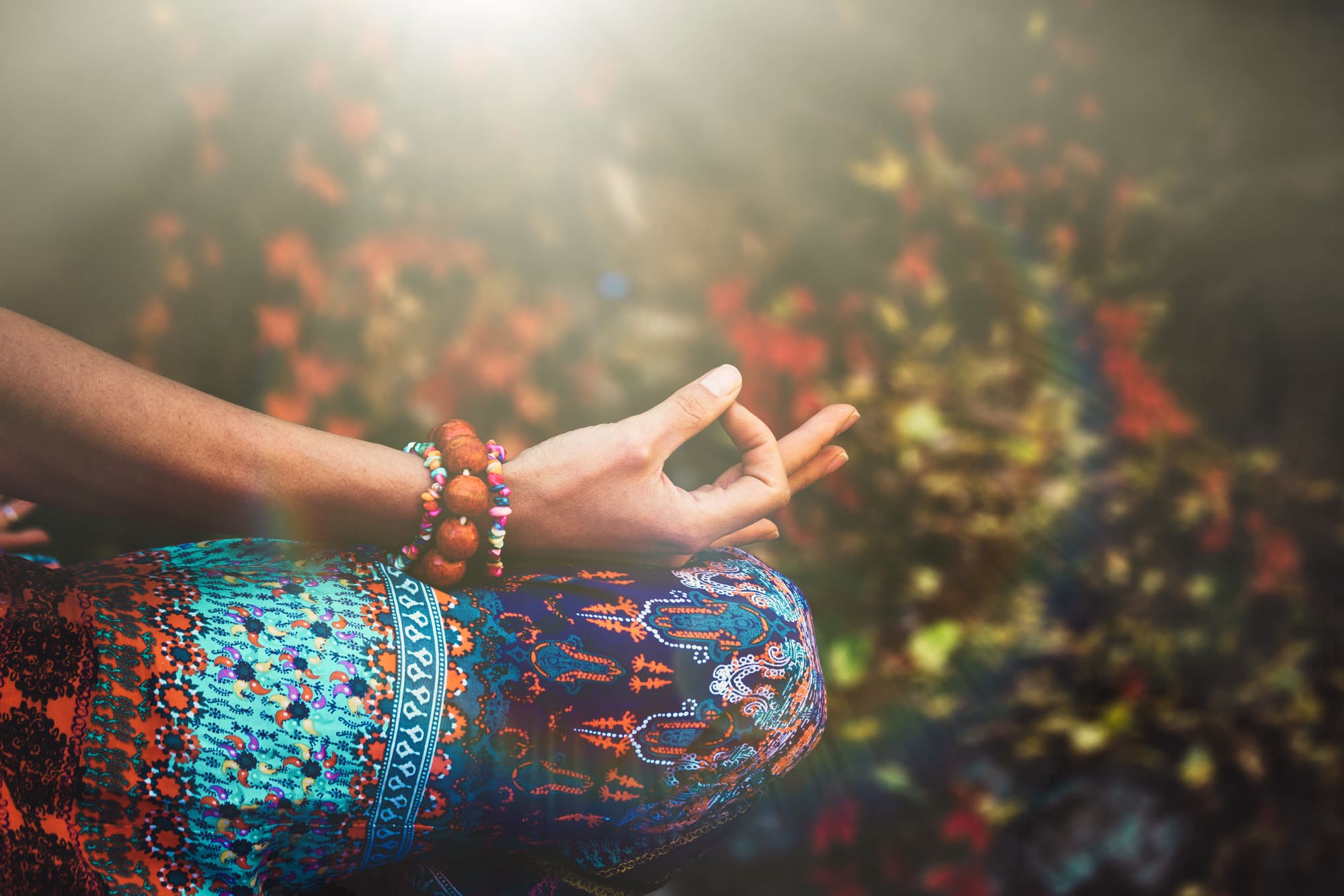 closeup of woman hand in mudra gesture practice yoga meditation